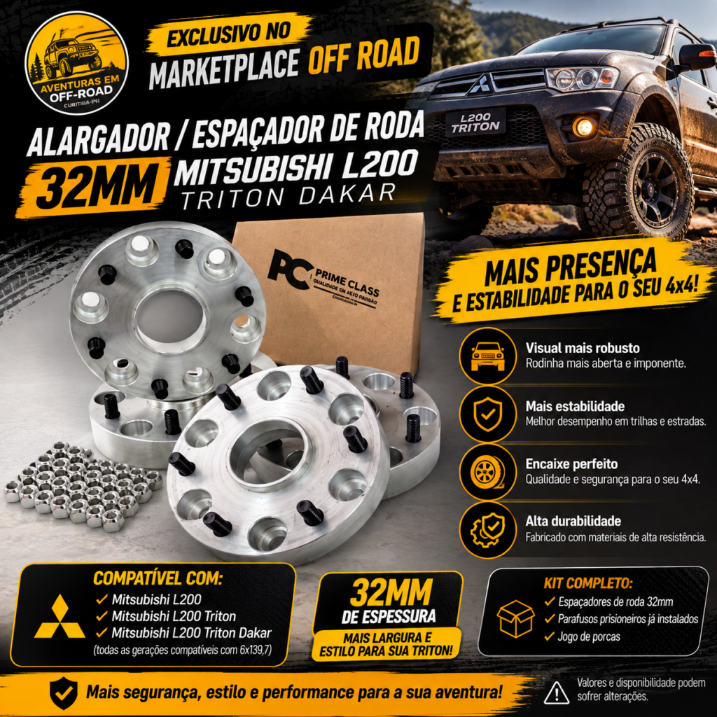 Alargador / Espaçador de Roda 32mm para Mitsubishi L200 Triton