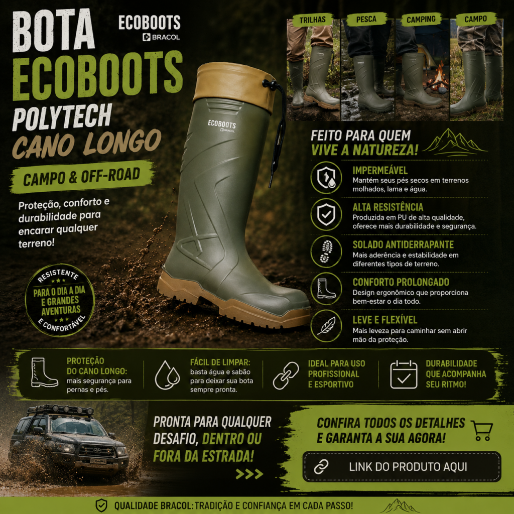 Bota Ecoboots Polytech Cano Longo