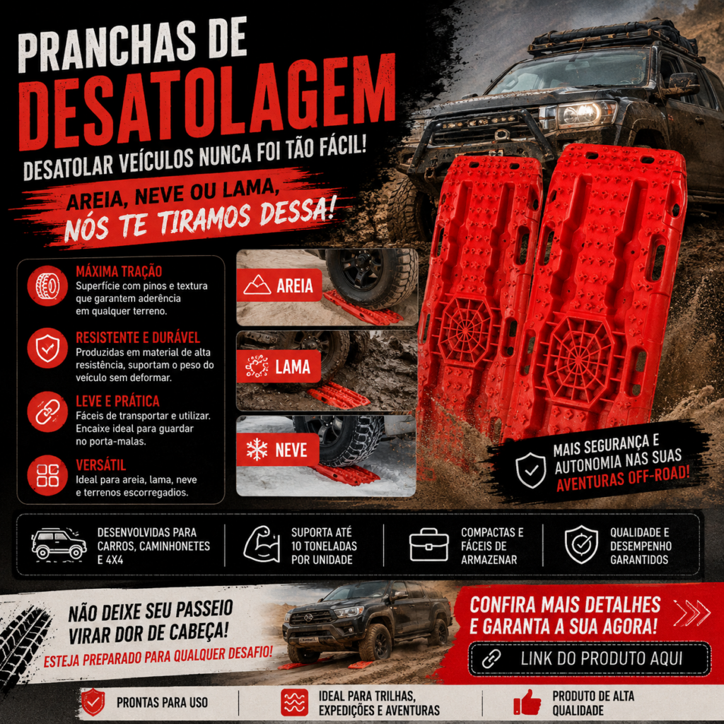 Pranchas De Desatolagem Desatolar Veículos Areia Neve Lama