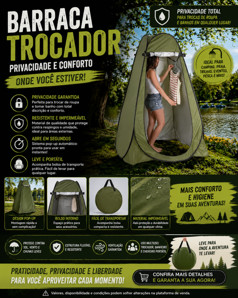 Barraca Trocador De Roupas Monta Sozinha Camping Banheiro