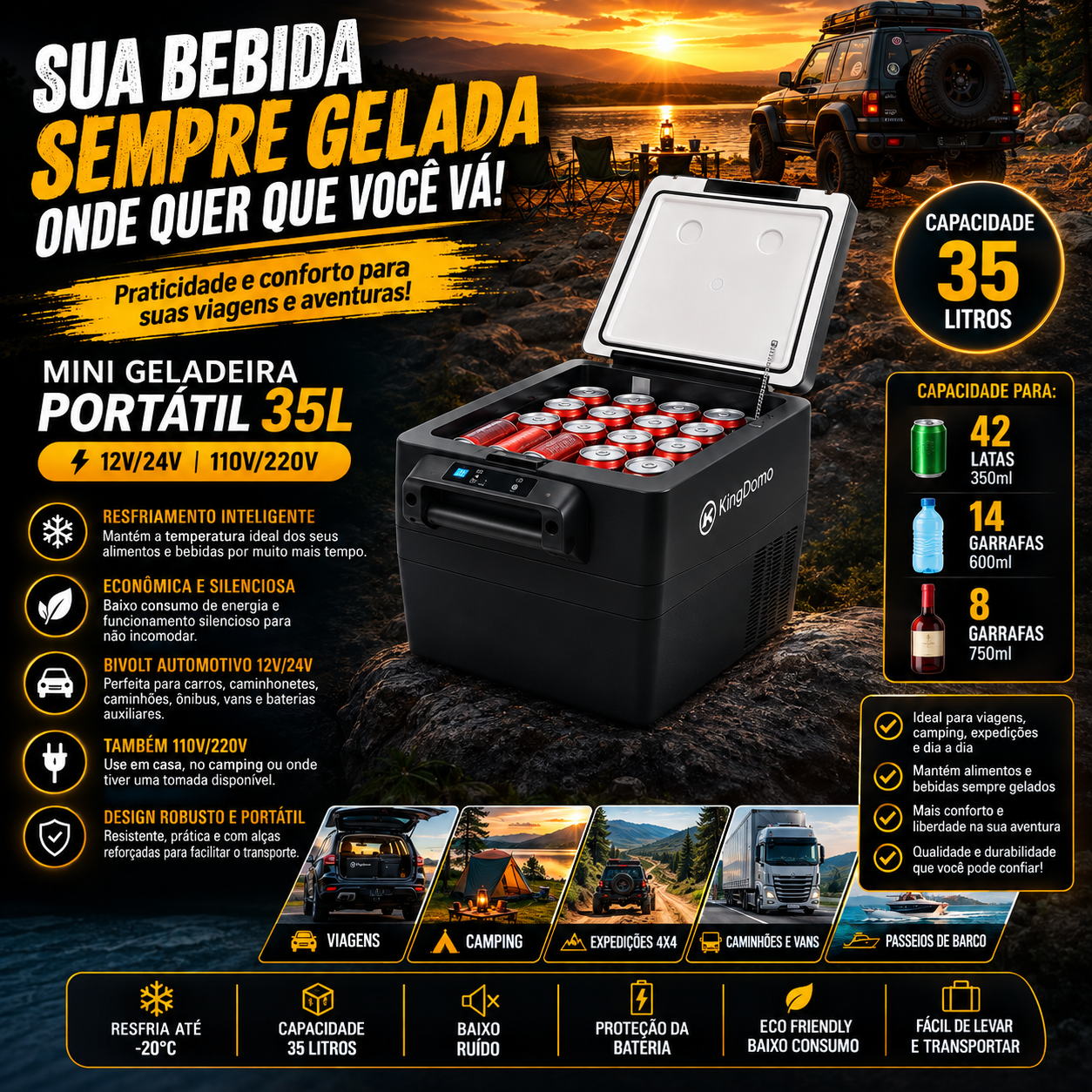 Geladeira portátil de 35L